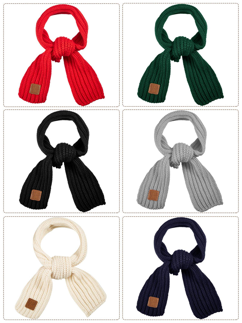 [Australia] - 6 Pieces Kids Knitted Scarf Solid Color Winter Toddler Wrap Scarves for Boy Girls Color Set 1 