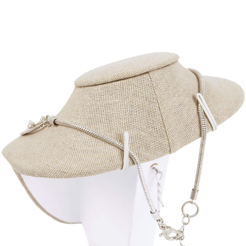[Australia] - Mooca 2 Pcs Set Tan Linen Covered Wood Jewelry Display Necklace Chain Jewelry Bust Display Holder Stand, Necklaces Display Necklace Mannequin, Necklace Bust Jewelry Bust Stand, 7" Height 