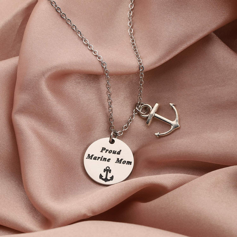 [Australia] - LQRI Marine Corps Mom Gift Proud Marine Mom Necklace with Anchor Charm USMC Mom Jewelry Military Mom Jewelry Gift for Marine Mom 