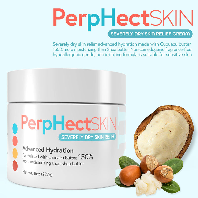 [Australia] - Severely Dry Skin Relief Cream with Cupuacu Butter, Shea Butter, Fragrance-Free, Lightweight, Long Lasting Moisturizer for Body & Face, Paraben-, Sulfate, Petrochemical-Free, Face Moisturizer, Face Cream, 8 Oz 