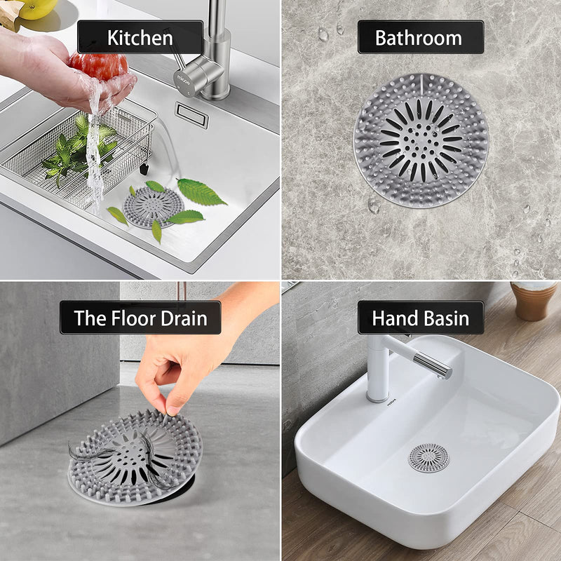 [Australia] - Uigos Hair Catcher Durable Silicone Hair Stopper Shower Drain Covers Easy to Install and Clean Suit for Bathroom Bathtub and Kitchen 4 Pack 
