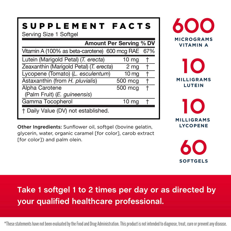 [Australia] - Jarrow Formulas CarotenAll Provides Seven Major Carotenoids, Equivalent to Five Servings of Fruits & Vegetables, Cardiovascular & Vision Health Support, White, 60 Count 