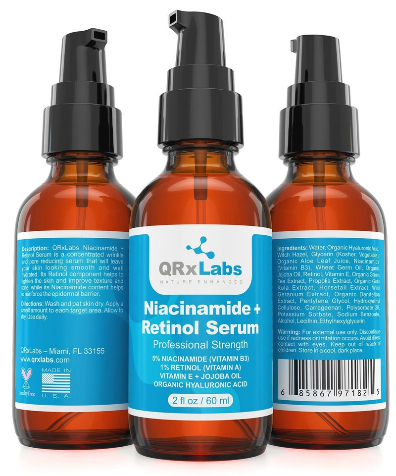 [Australia] - 5% Niacinamide (Vitamin B3) + Retinol Serum (Large 60 ml Bottle) - Ultimate Anti-Aging Wrinkle Reducing Treatment - Fights Acne Breakouts & Fades Blemishes & Spots - Reduces Pore Size & Tightens Skin 