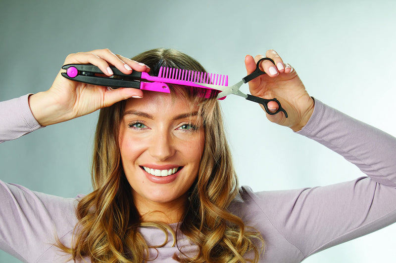 [Australia] - Easy-Grip Hair Cutting Comb - Haircutting Comb is The Safe Way to Trim Your Locks at Home, Includes Hairdresser-Quality Scissors 
