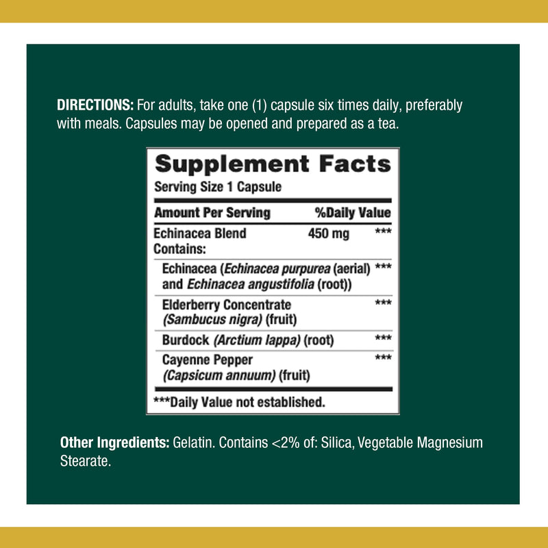 [Australia] - Echinacea Complex by Nature's Bounty, Herbal Supplement, Supports immune Health, 450 mg, 100 Capsules Echinacea Complex 