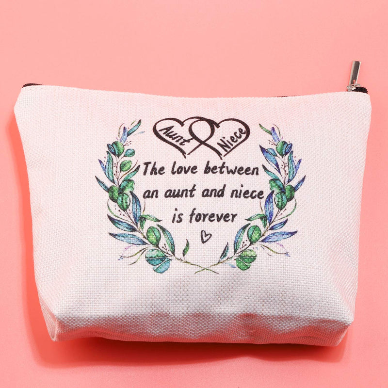 [Australia] - JXGZSO Aunt And Niece Gifts The Love Between An Aunt And Niece Is Forever Makeup Bag With Zipper Biece Gifts From Aunt Cosmetic Bag (Aunt and niece is forever) 