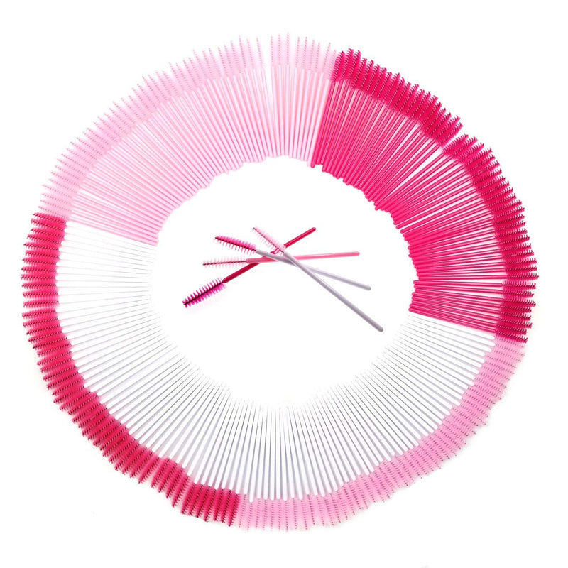 [Australia] - JZK 200 x Plastic disposable pink mascara applicator wands eyelash brushes for extensions eyebrow wand lash brow brush 