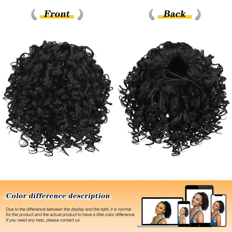 [Australia] - PEACOCO Short Curly Ponytails Drawstring Ponytail Hair Piece for Black Women, 6 Inch Kinky Ponytail Extension for kids black girls (1B) 6 Inch (Pack of 1) 1B 