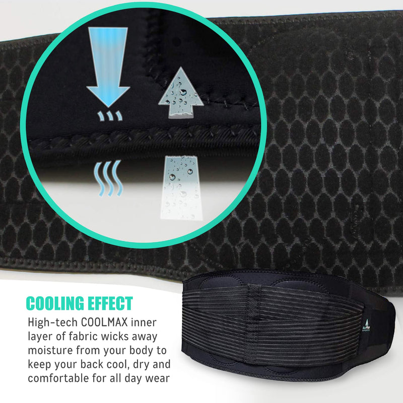 [Australia] - AllyFlex Sports Back Brace for Heavy Lifting Safety Belt, 3-Way Adjustable Suspenders with Dual Lumbar Pads for Lower Back Support and Injury Prevention, Large L (37''-45'') 
