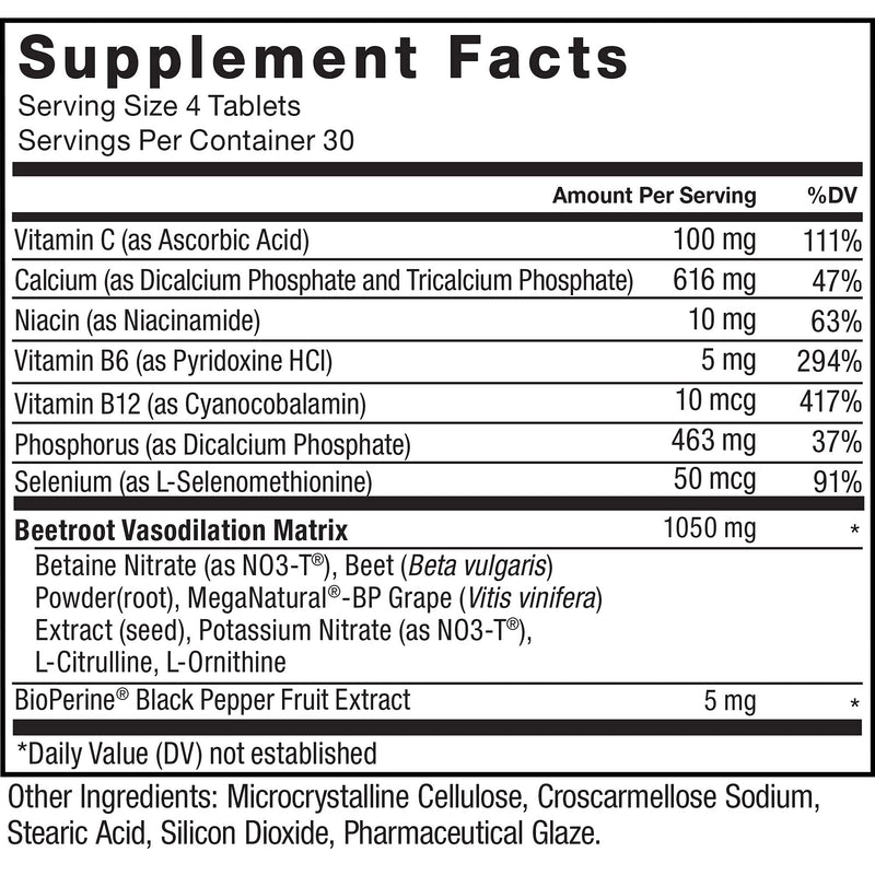 [Australia] - Force Factor Total Beets Blood Pressure Support Supplement with Nitrates and Grapeseed Extract to Boost Nitric Oxide, Circulatory and Cardiovascular Vasodilator Heart Health Vitamins, 120 Count Tablets 120 Count (Pack of 1) 