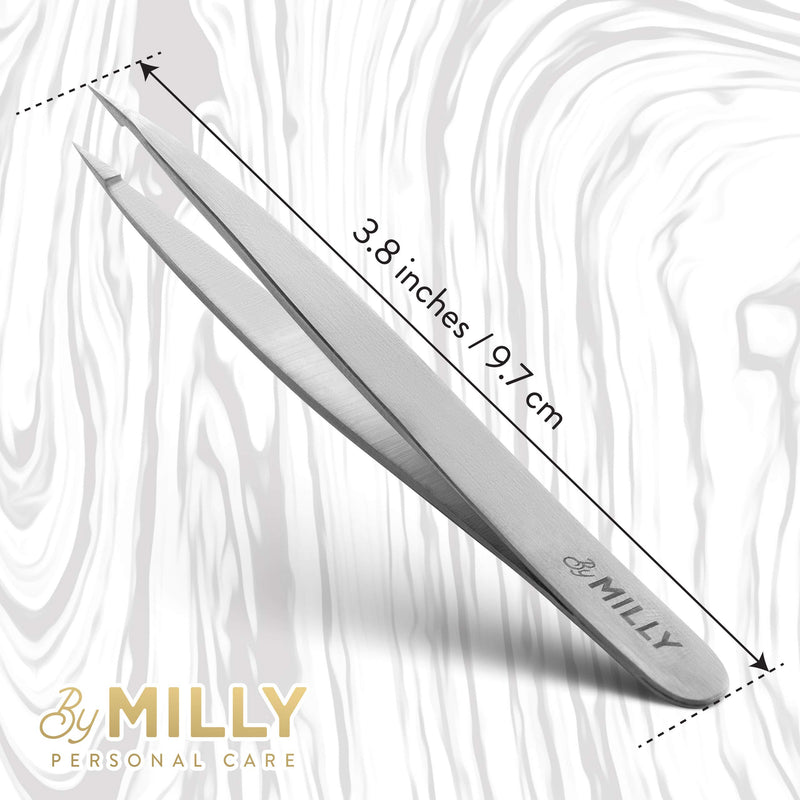 [Australia] - Pointed Tweezers - Stainless Steel - Perfectly Aligned Hand-Filed Point Tip Precision Tweezers - Tweezers for Ingrown Hair, Eyebrows, Facial Hair, Splinters, Glass Removal - Silver 