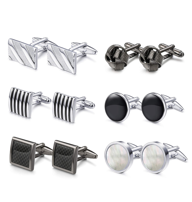 [Australia] - Jstyle 6Pairs Classic Cufflinks Set for Men Wedding Bussiness Cufflink Shirts Mens Jewelry with Gift Box A:6Pairs Cufflinks 