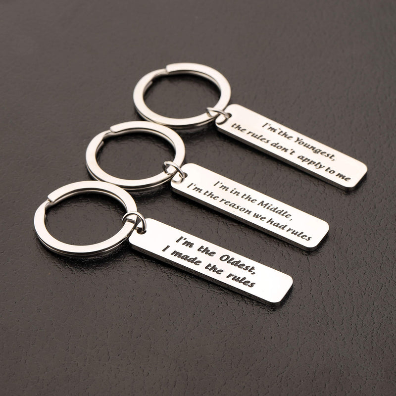 [Australia] - AKTAP Brother Keychain Sibling Jewelry Gift for Brother or Sister Family Jewelry Sister Gifts the oldest the middle the youngest 