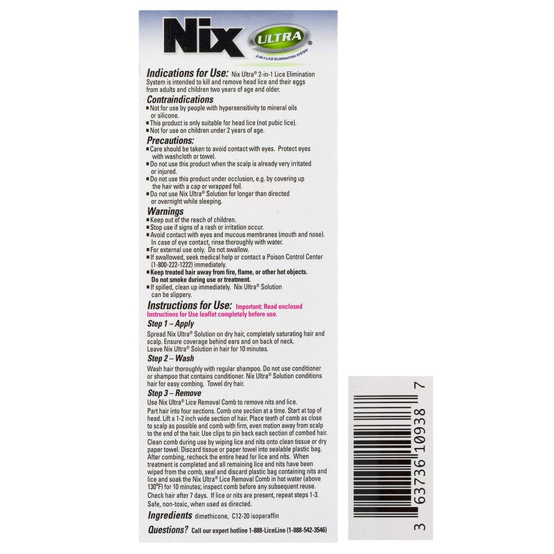 [Australia] - Nix Ultra Lice & Nits Treatment, Kills Super Lice & Eggs, 3.4 Fl Oz (Pack of 1), 1 Count Solution + Comb 