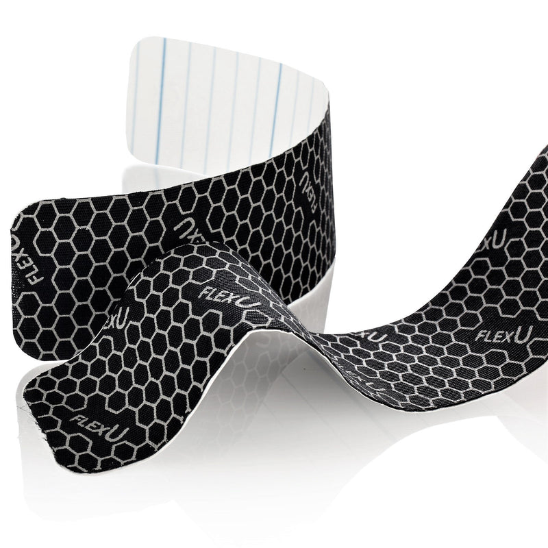 [Australia] - FlexU Kinesiology Tape; Pre-Cut Bulk Pack; Super Saver 3 ROLL Pack, Black - 60 2"X10" PRE-Cut Strips 
