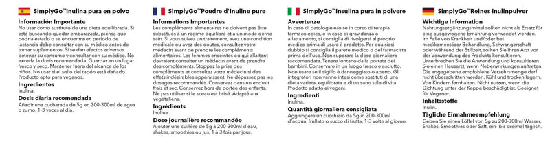 [Australia] - SimplyGo Pure Inulin Powder | 500g | 100 Servings | Great Source of Soluble Dietary Fibre | Prebiotic Supplement | Vegan Friendly | Resealable Tub for Ease 