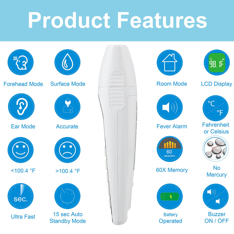 [Australia] - Amplim No Touch Professional Forehead and Ear Thermometer | Non-Contact Medical Grade Digital Baby Thermometer for Kids Adults Infants Toddlers | Touchless Temporal Thermometer FSA HSA Eligible 