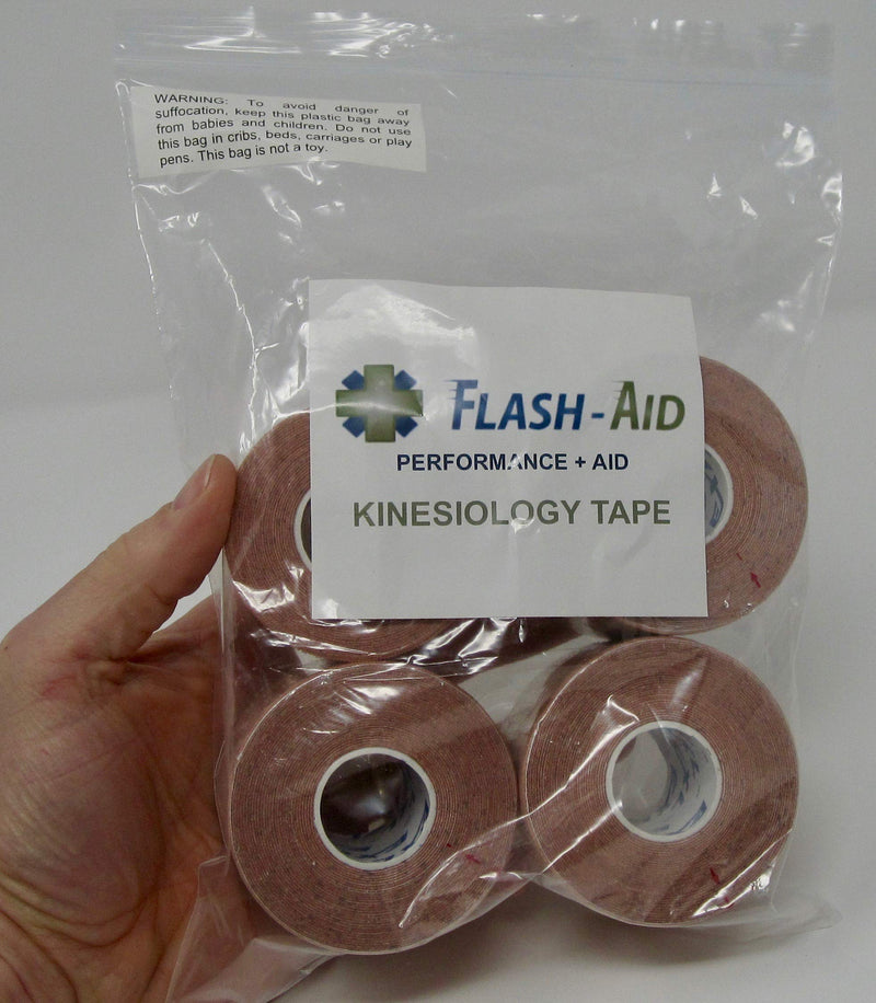 [Australia] - Kinesiology Tape (4-Pack) Rehabilitation Tape for Muscle Pain and Sports Injuries - Latex-Free (2 Inches Wide by 16 Feet Long) - TAN/Beige 