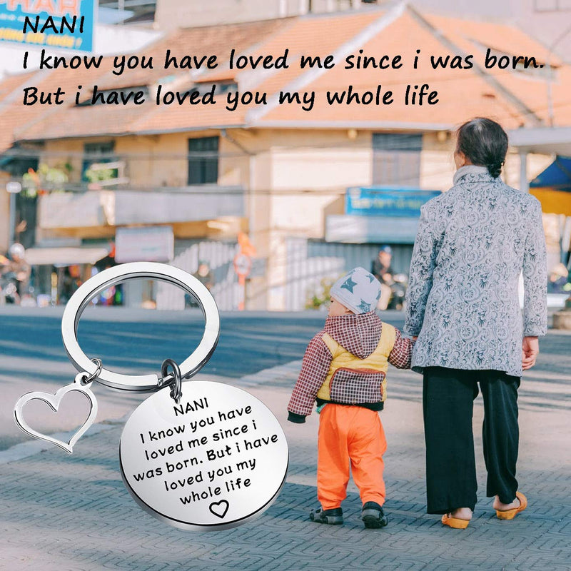 [Australia] - TIIMG Nani Keychain Nani Gift Grandma Gifts from Grandchildren Grandma Birthday Gift NANI i know 