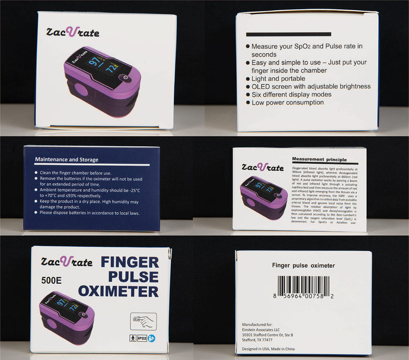 [Australia] - Zacurate 500CL Fingertip Pulse Oximeter and 500E Premium Pulse Oximeter Fingertip Bundle 