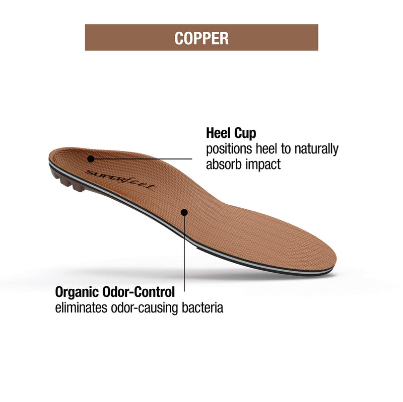 [Australia] - Superfeet Unisex's Memory Foam Comfort Plus Support Shoe Inserts for Anti-Fatigue Replacement Insole, Copper, 11.5-13 Men / 12.5-14 Women 