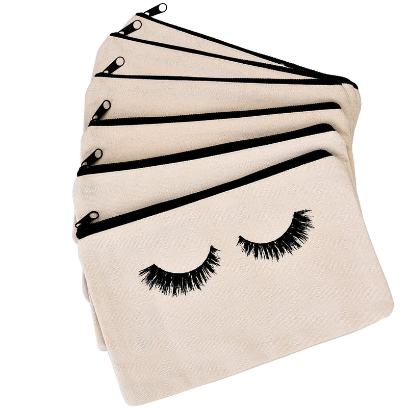 [Australia] - 10 Pieces Eyelash Makeup Bags Cosmetic Bags Travel Make up Pouches with Zipper for Women Girls (White) 