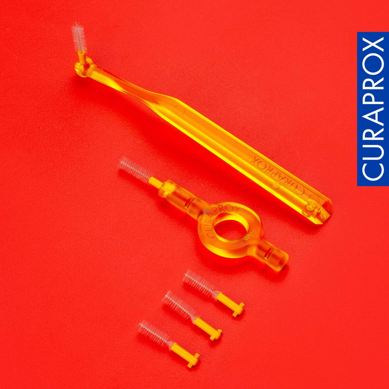 [Australia] - Curaprox CPS 09 Prime Start Interdental Brush Kit, Yellow - 5 x 0,9mm - 4,0mm Interdental Brushes + 2 Interdental Toothbrush Holders 