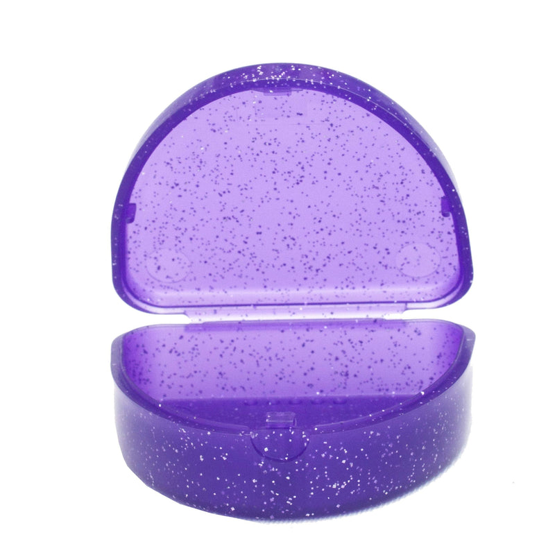 [Australia] - Slim Orthodontic Dental Case - Colour & Glitter Choices for Retainers, Bleaching Trays, Dentures & More (Glitter Purple) Glitter Purple 
