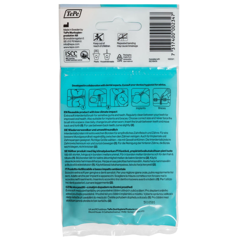 [Australia] - TePe Interdental Brushes Blue Extra Soft (0.6mm - Size 3) / Simple and effective cleaning of interdental spaces / 1 x 8 brushes 