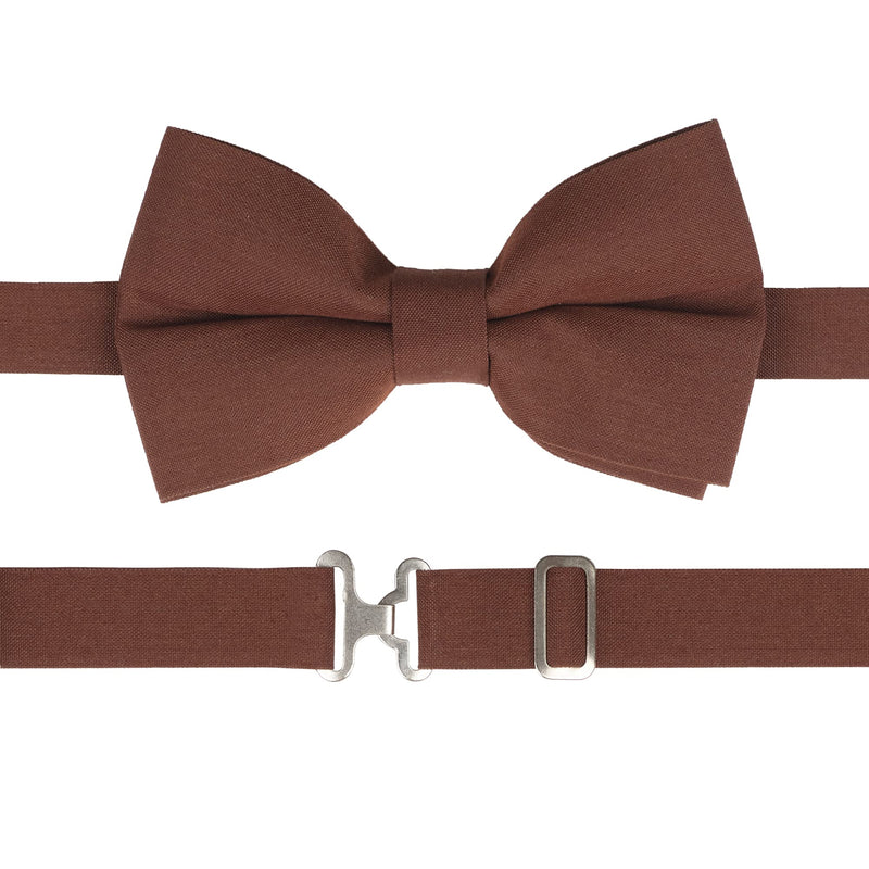[Australia] - Men and Women  Suspender and Bow Tie Set - 1.4 Inches Wide Adjustable Suspender and Adult BowTie Brown Rust 