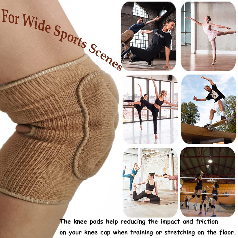 [Australia] - DANCEYOU Knee Pads Brace Sport Support thick Sponge Anti-Slip Collision for Teenager and Adult Dance Yoga Volleyball Exercise Garden M Nude 