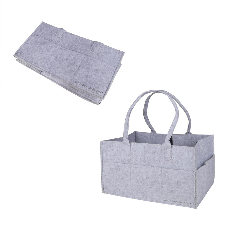 [Australia] - Avos-Deals-Global Grey Felt Baby Diaper Nappy Caddy Organizer, Newborn Grey Changing Bag Organiser for diapers and Wipes, Large Kids Storage Changing Bag (Light Grey) 