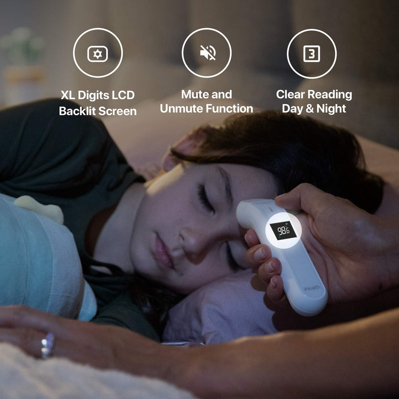 [Australia] - iHealth Forehead Thermometer for Adults, The Non Contact Infrared Baby Thermometer for Fever, Medical Thermometer with Fever Alarm and Sound Switch, Digital Infrared Thermometer for Home 