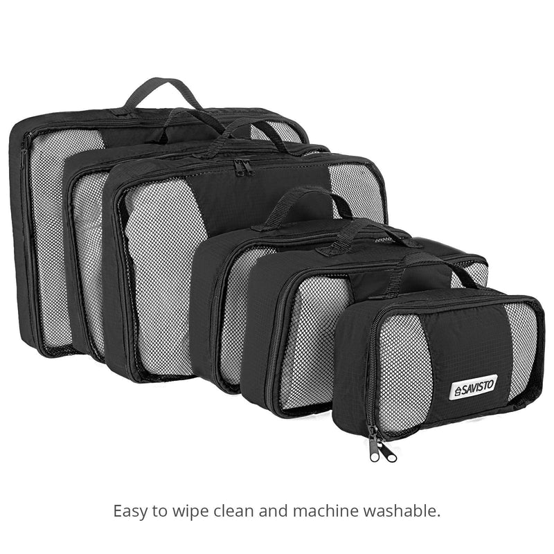 [Australia] - Savisto Packing Cubes - Small, Medium, Large, XL (6-Piece Set) - 7 Colours (1x XL / 2x L / 2x M / 1x S, Black) 1x XL / 2x L / 2x M / 1x S 