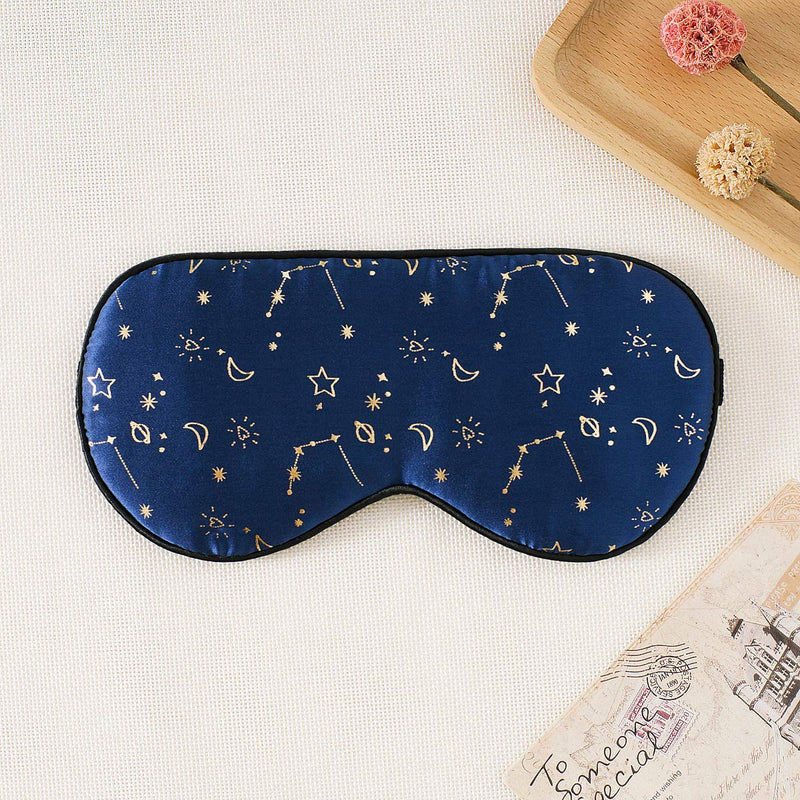 [Australia] - Silk Sleep mask with Adjustable Strap,Comfortable and Super Soft Eye mask Ultimate Sleeping aid Golden starrysky Blue Goldskyblue 