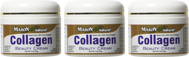 [Australia] - Mason Natural Collagen Beauty Cream Made with 100% Pure Collagen - 2 oz,pack of 3 3 Jars 6 oz. 