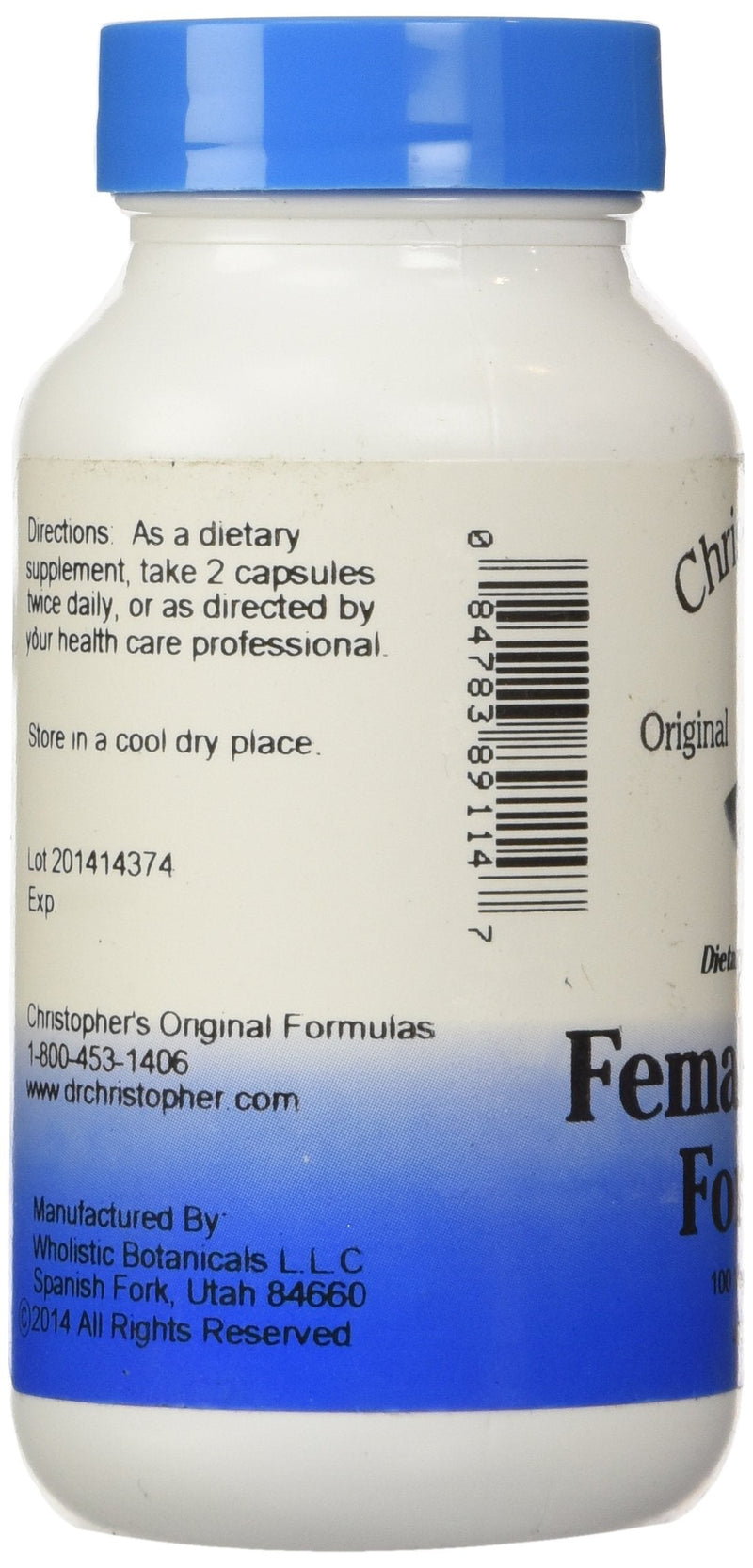 [Australia] - Christopher's Original Formulas Female Tonic Formula, 100 Count 100 Count (Pack of 1) 