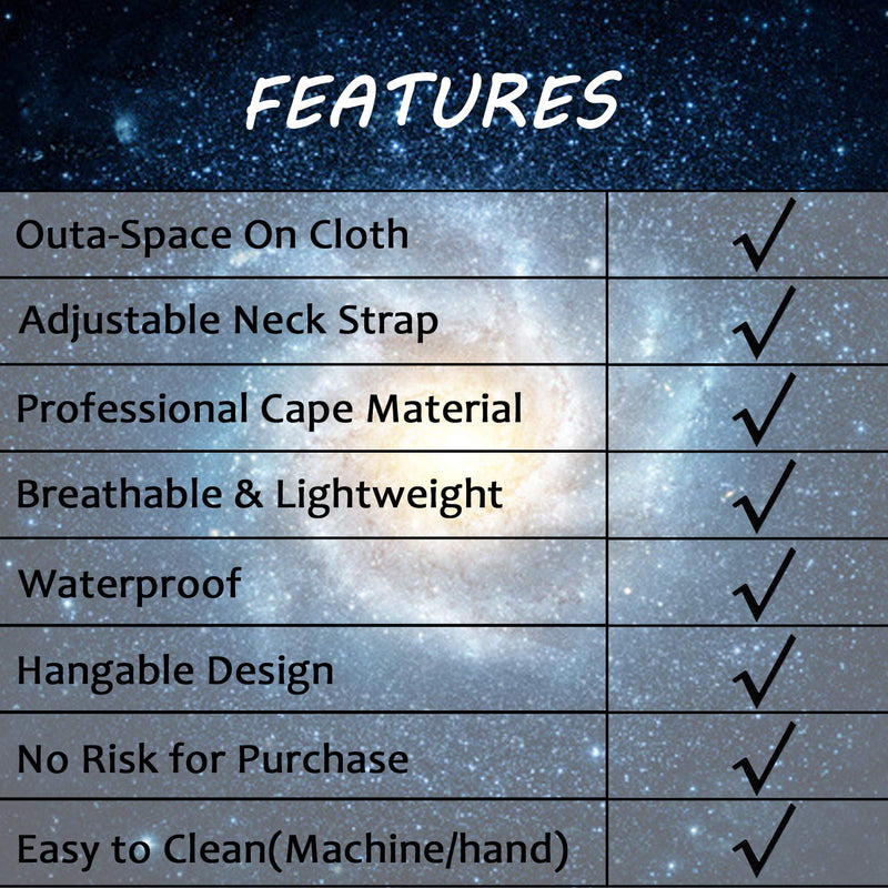 [Australia] - Iusmnur Barber Cape for Kids, Professional Hair Salon Cape with Adjustable Neck Strap Waterproof Hair Cutting Cape for Barbers and Stylists - 48 x 38 inches (Space Planet) 