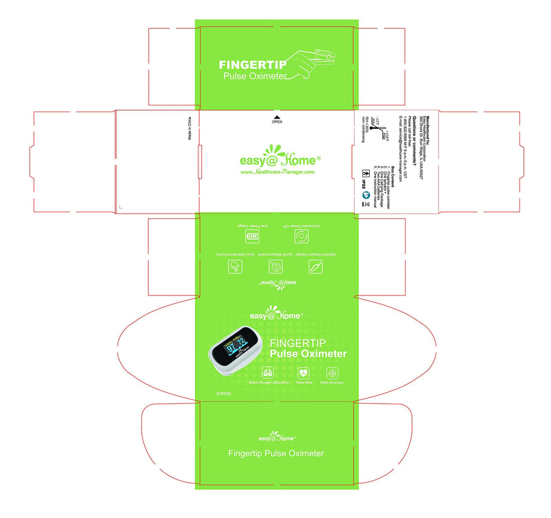 [Australia] - Easy@Home Fingertip Pulse Oximeter SpO2 Blood Oxygen Saturation Meter and Heart Rate Monitor, Rotatable OLED Display with Batteries Included, Portable Lanyard and Carrying Package-EHP035 