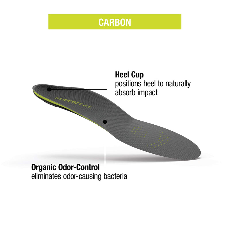 [Australia] - Superfeet Carbon Shoe Inserts Thin Orthotic Inserts & Athletic Running Insoles, Unisex 11.5-13 Men / 12.5-14 Women 