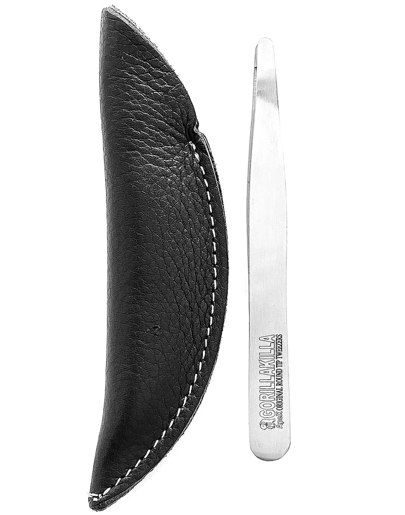 [Australia] - ApeX Original Round Tip Tweezers w Leather Sheath Guaranteed for Life by Gorillakilla Made in USA 