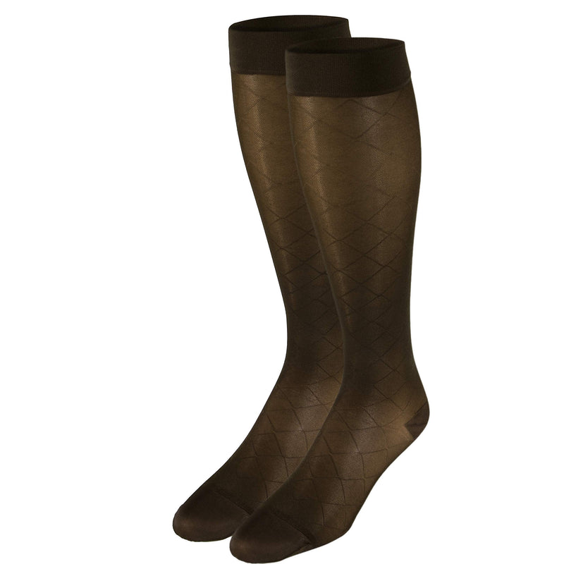 [Australia] - Truform Sheer Compression Stockings, 15-20 mmHg, Women's Knee High Length, Diamond Pattern, Espresso, Medium Medium (1 Pair) Espresso Diamond Pattern 