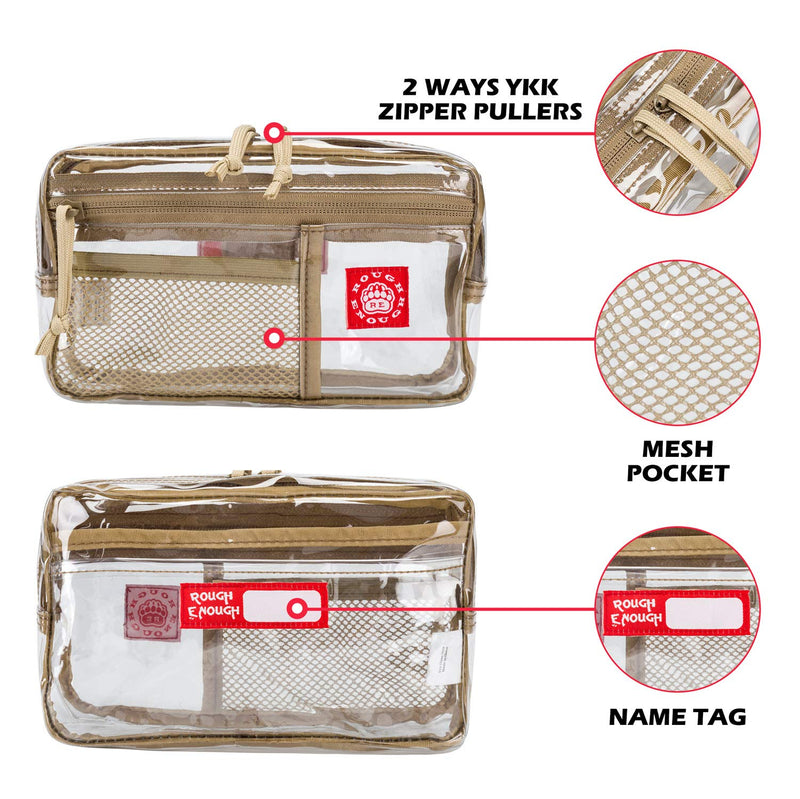 [Australia] - Rough Enough TSA Approved Toiletry Bag Clear Cosmetic Makeup Bag Organizer Pouch with Zipper for Travel Toiletries Accessories Essentials Airport 