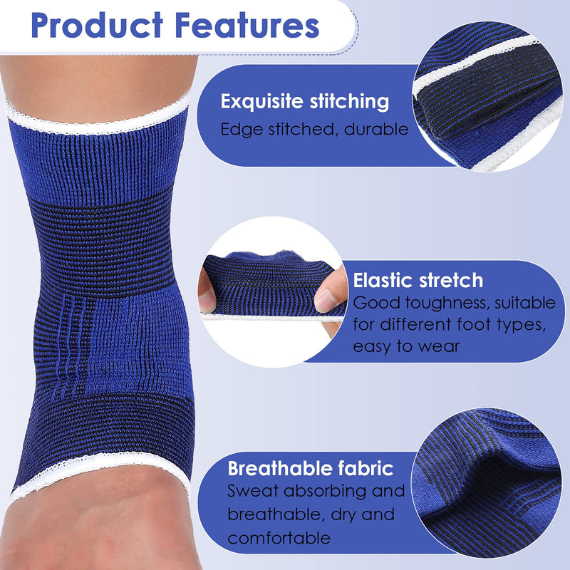 [Australia] - 4 Pieces/ 2 Pair Kids Ankle Support Compression Kid Ankle Brace Elastic Kids Compression Socks Knitted Ankle Support Brace Ankle Sleeve for Jogging Running Walking Fitness (10-15 Years, Dark Blue) 10-15 Years 