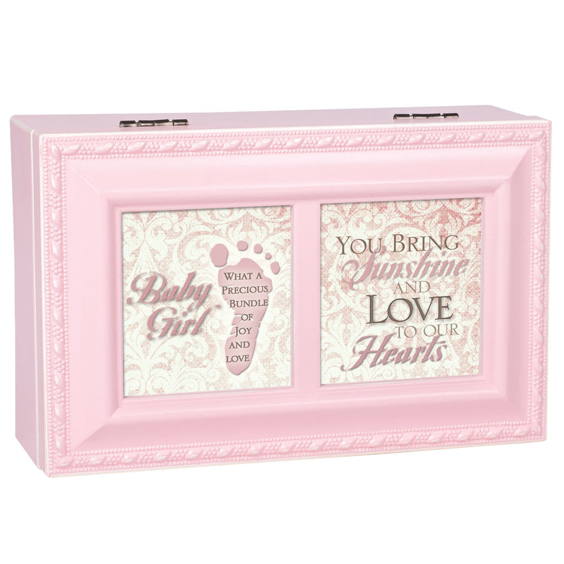 [Australia] - Cottage Garden Baby Girl Distressed Pink Petite Music Box/Jewelry Box Plays Brahms Lullaby 