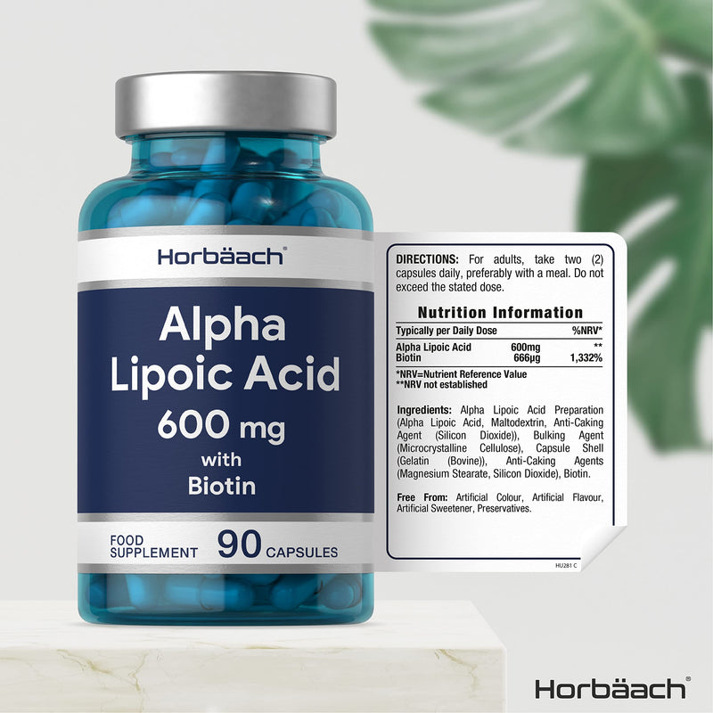 [Australia] - Alpha Lipoic Acid ALA Supplement 600mg | 90 Capsules | Plus Biotin Optimiser | by Horbaach 