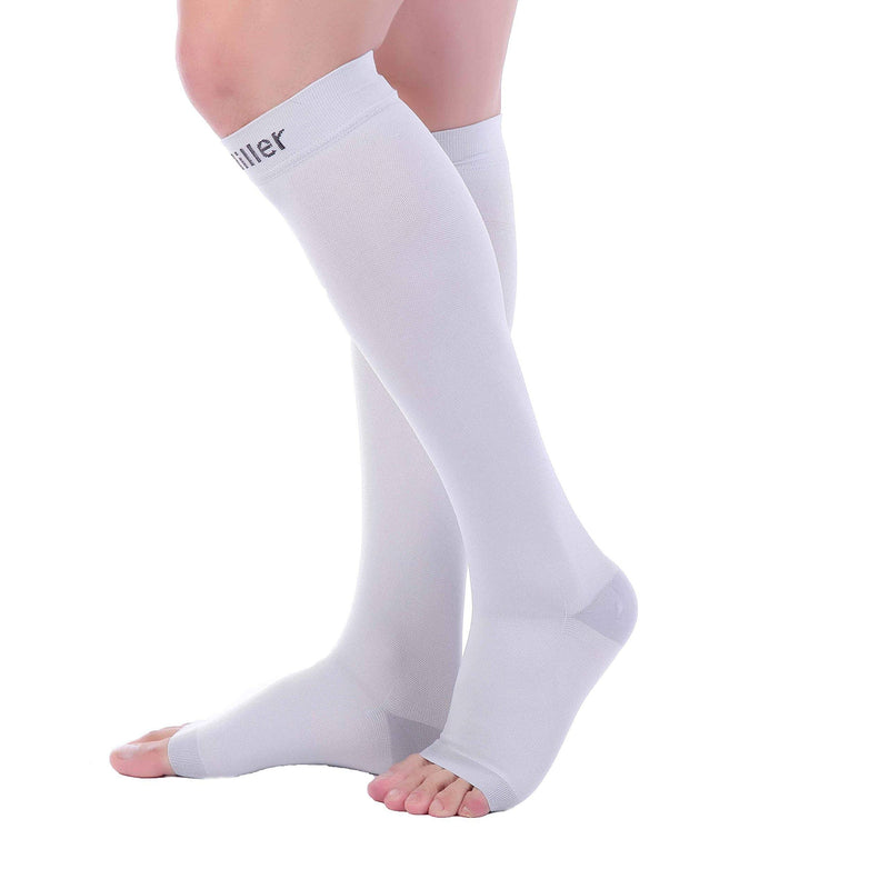 [Australia] - Doc Miller Open Toe Compression Socks 1 Pair 15-20 mmHg Firm Support Gray Large 
