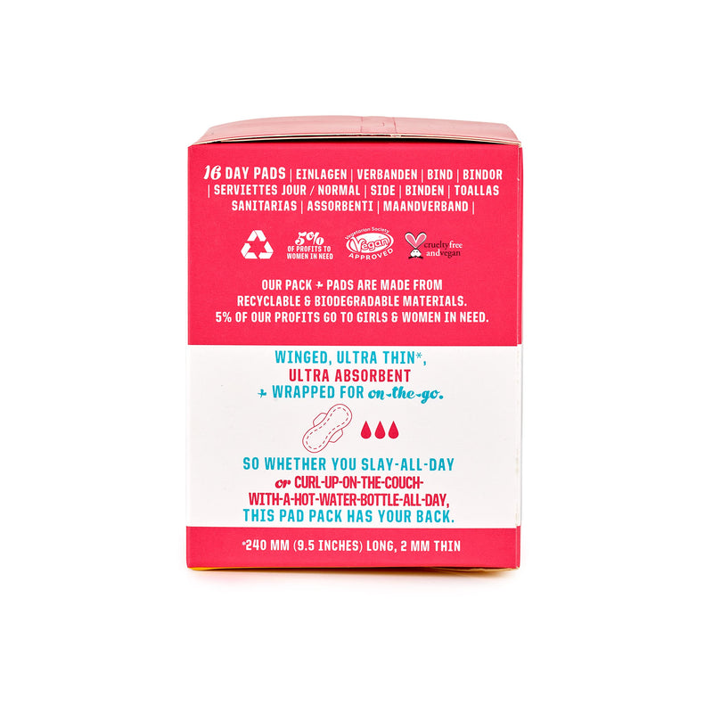 [Australia] - FLO Organic Bamboo Sanitary Pads with Wings - Silky Soft, Ultra- Absorbent Biodegradable - Ultra-Thin Day Pads Pack - 16 Count 