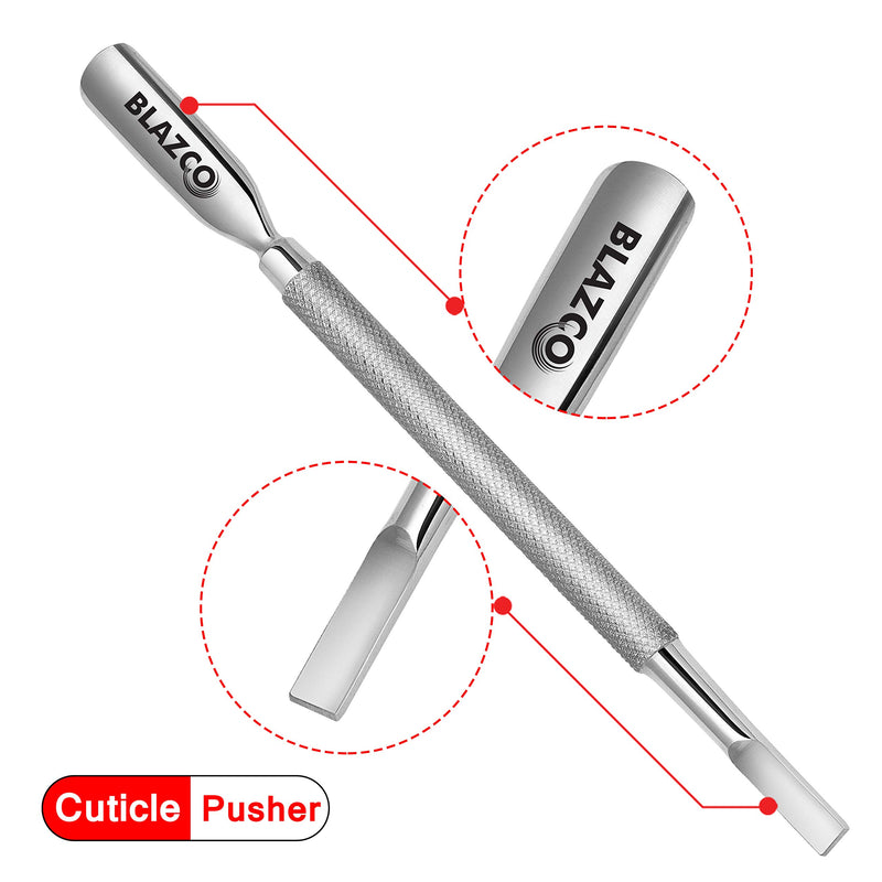 [Australia] - Blazco Cuticle Pusher- Professional Grade Stainless Steel Cuticle pusher and cutter - Durable Manicure and Pedicure Tool For Finger and Toe Nails Perfect Nail Pusher Cuticle Remover 