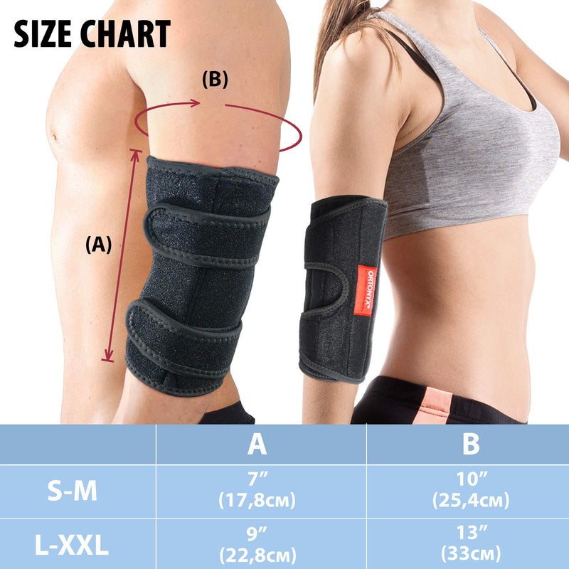 [Australia] - ORTONYX Elbow Support Brace Immobilizer Splint/Compression Sleeve for Man and Women Tennis and Golf Elbow, Tendonitis, Bursitis, Cubital Tunnel Syndrome, Arthritis Pain S/M Black Small/Medium (Pack of 1) 